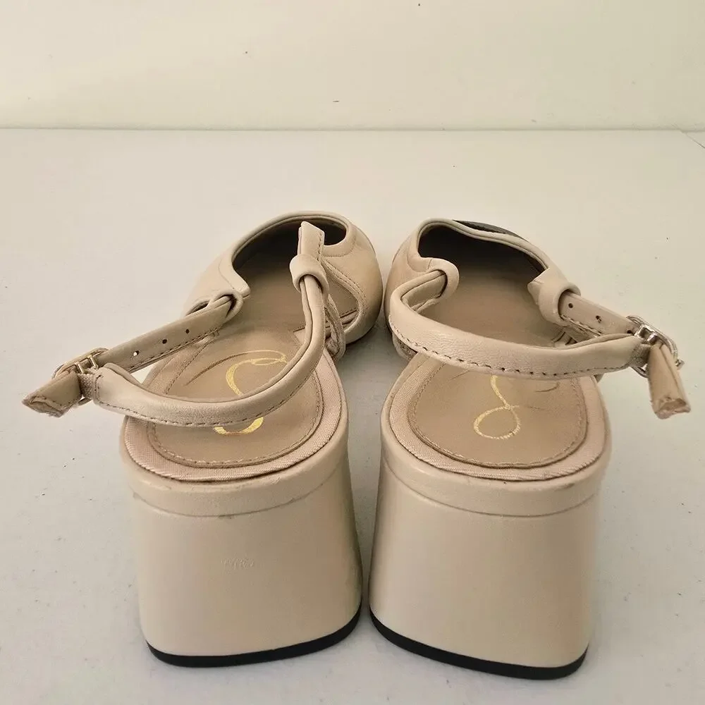 Sam Edelman Tarra Slingback Heels Women’s 6.5 Tan Black Leather